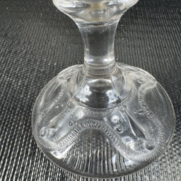 1880s EAPG Adams Glass Curtain Tie Back Goblets Set 2 Manganese 365nm UV Glow - Picture 12 of 16